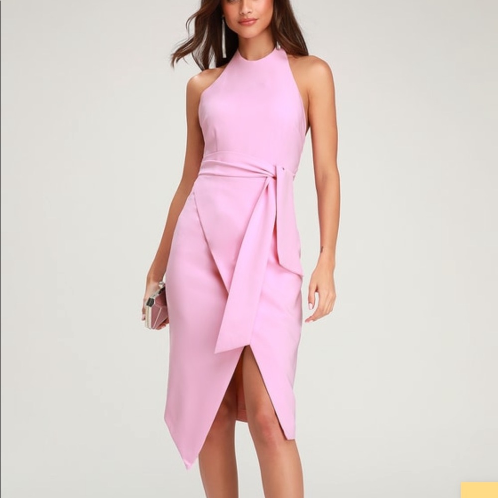 Finders Keepers pink midi halter dress NWT Lulu’s
